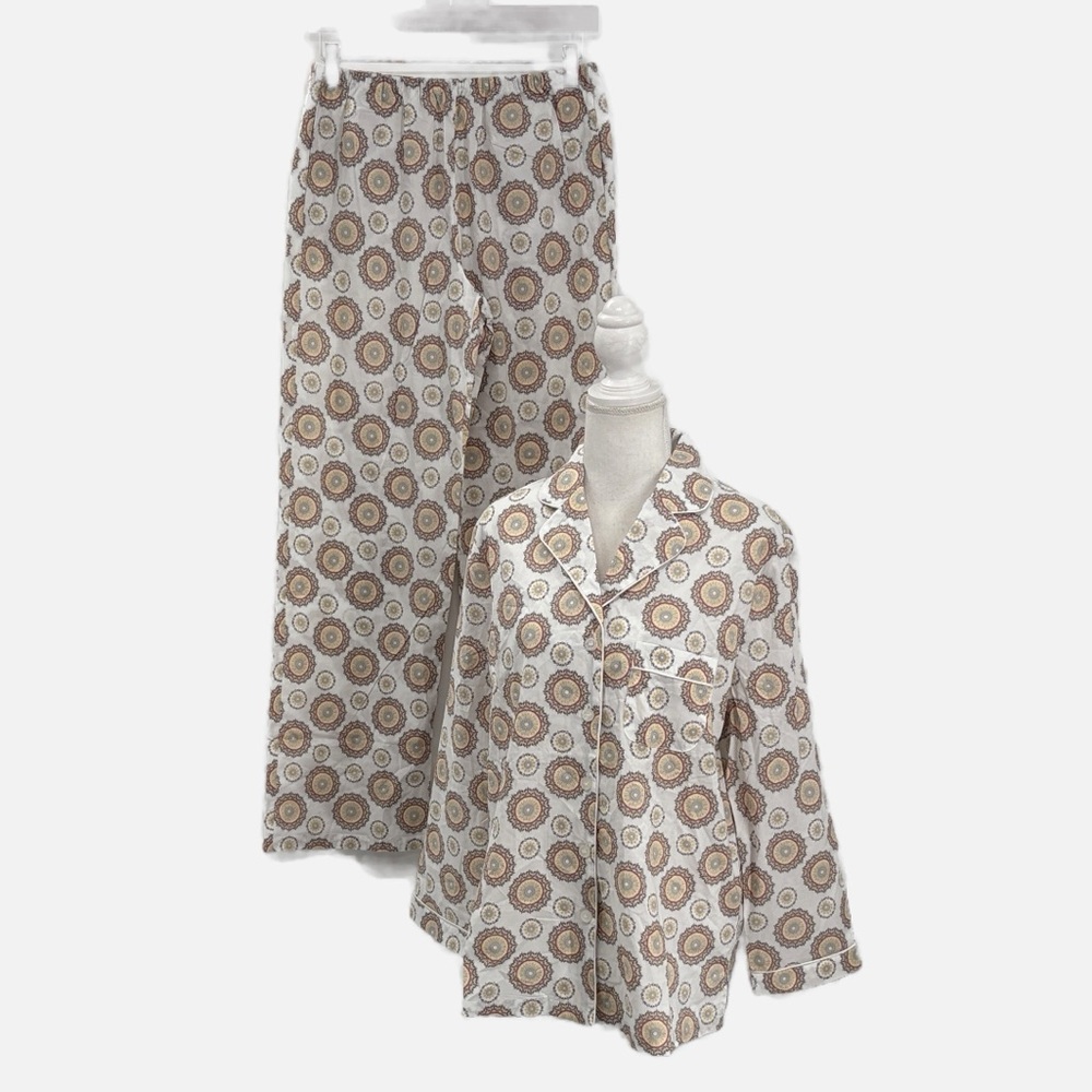 Cuddledown Cotton Pajama Top and Pants Set in Medallions - NWOT - Size Small